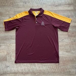 Antigua ASU Polo with Gold Shoulder Panels and Embroidered Logo